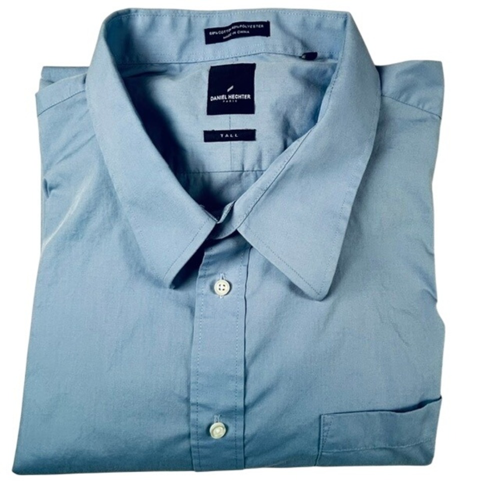 Daniel Hechter Paris Men's Blue Long Sleeve Button Up Dress Shirt 20 35/36 Tall